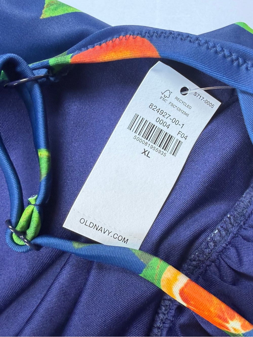 Old Navy Orange Fruit Print One Piece Swimsuit Blue Halter XL NWT - Picture 5 of 9